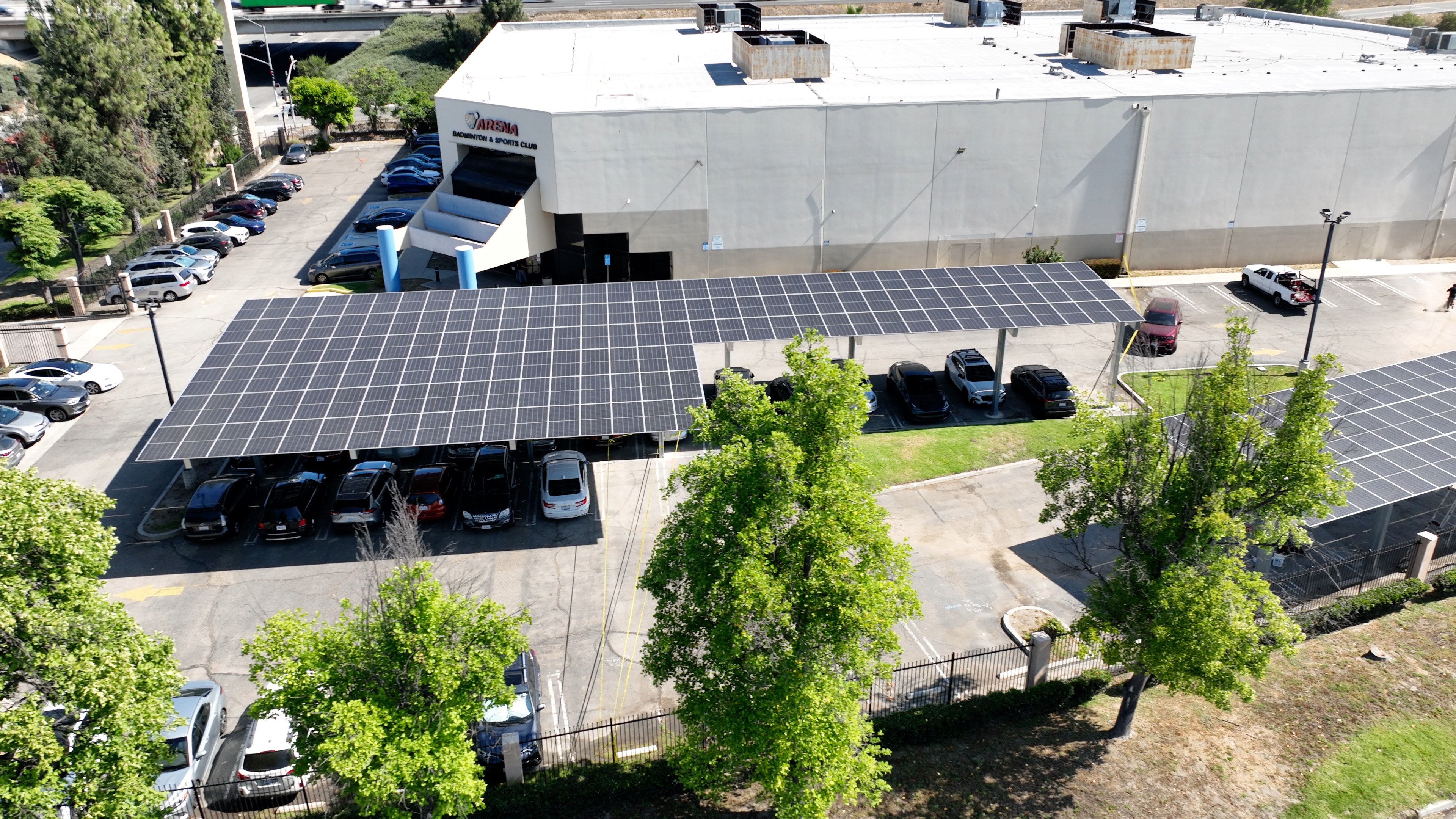 Solar carport over a car park