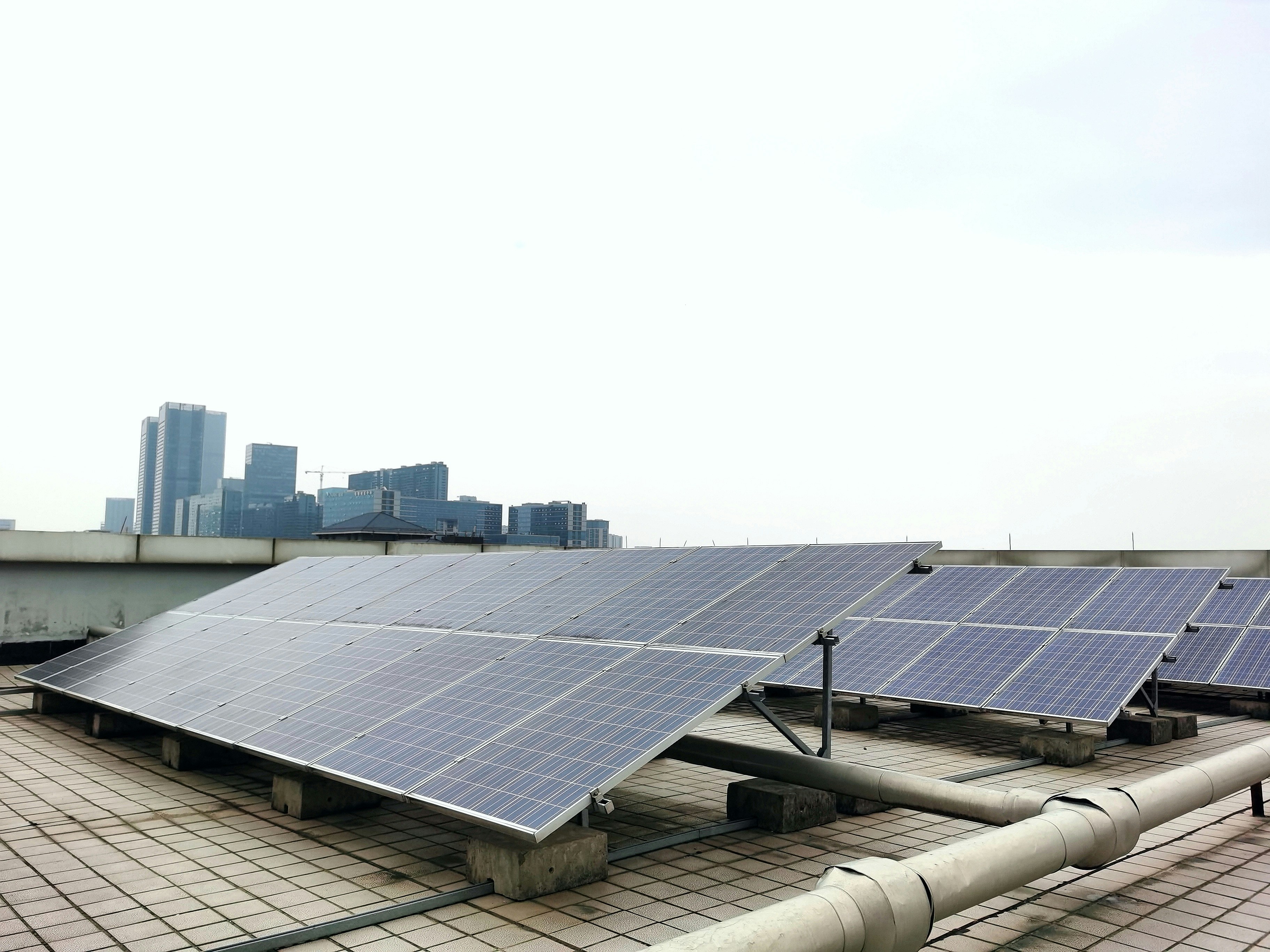 Rooftop solar array on a commercial building